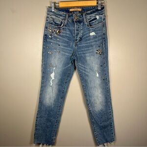 Joe’s Jeans The Smith High Rise Straight Ankle Studded Jeweled Denim Size 26